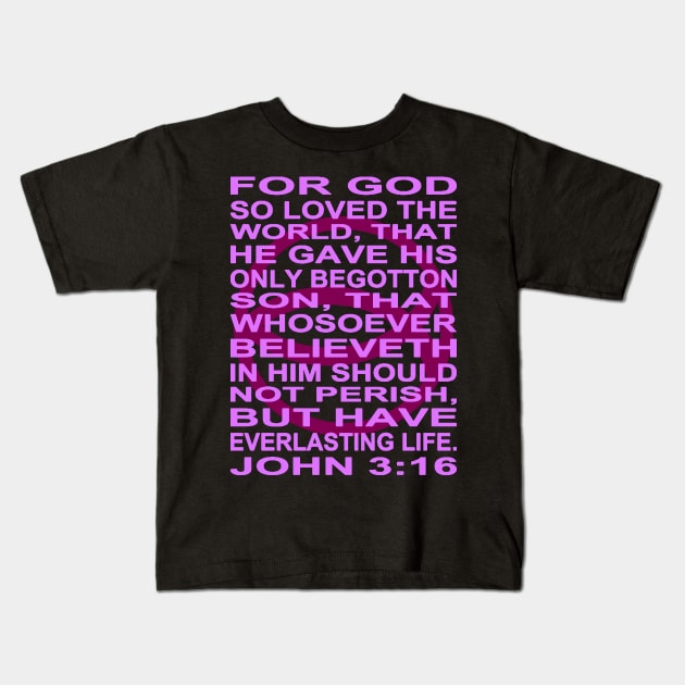 Violet Ichthys – John 3:16 Kids T-Shirt by J. Rufus T-Shirtery